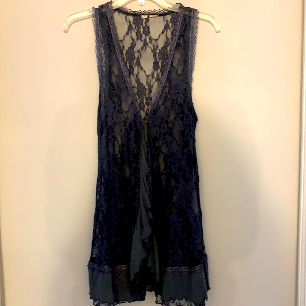 Unique Blue Gray lace top